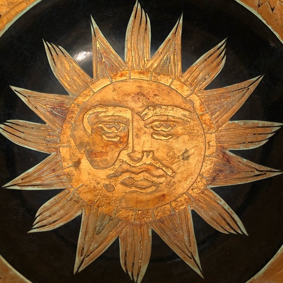 Vintage Large Gold Sun Moon Stars Decorative Bowl - Picture 2 of 15